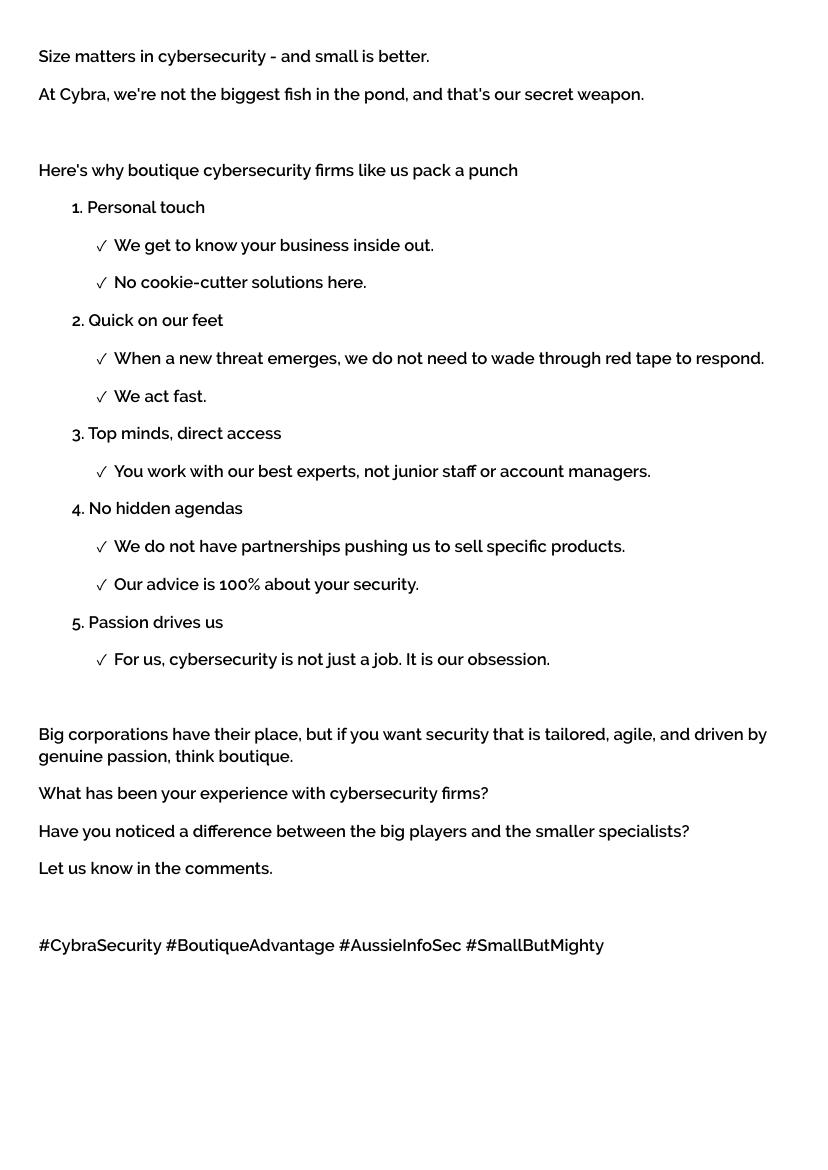 Cybra Security LinkedIn post page 2